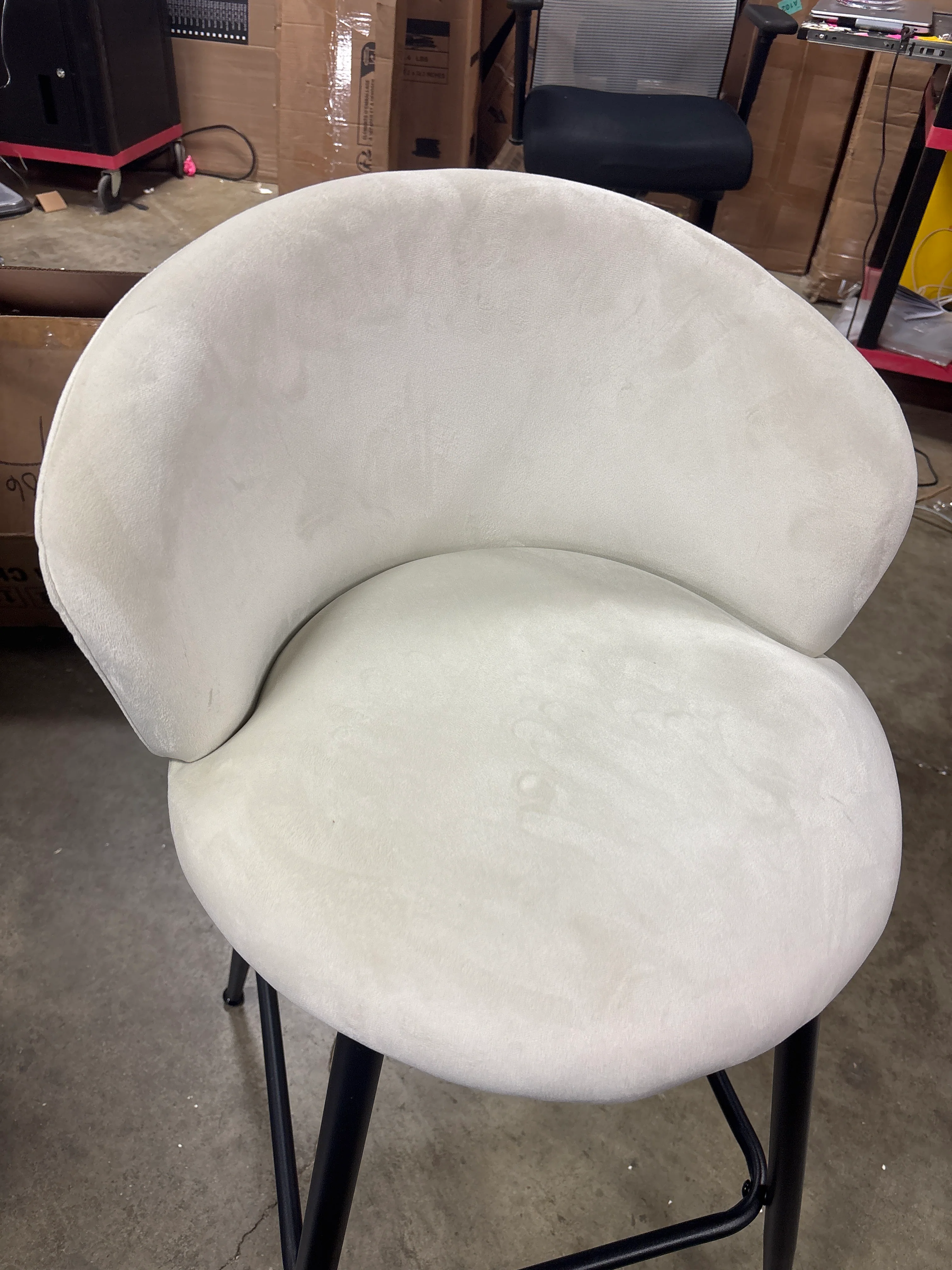 1pc 26" Upholstered Counter Stool With Metal Frame SHOWROOM ITEM - Image 3