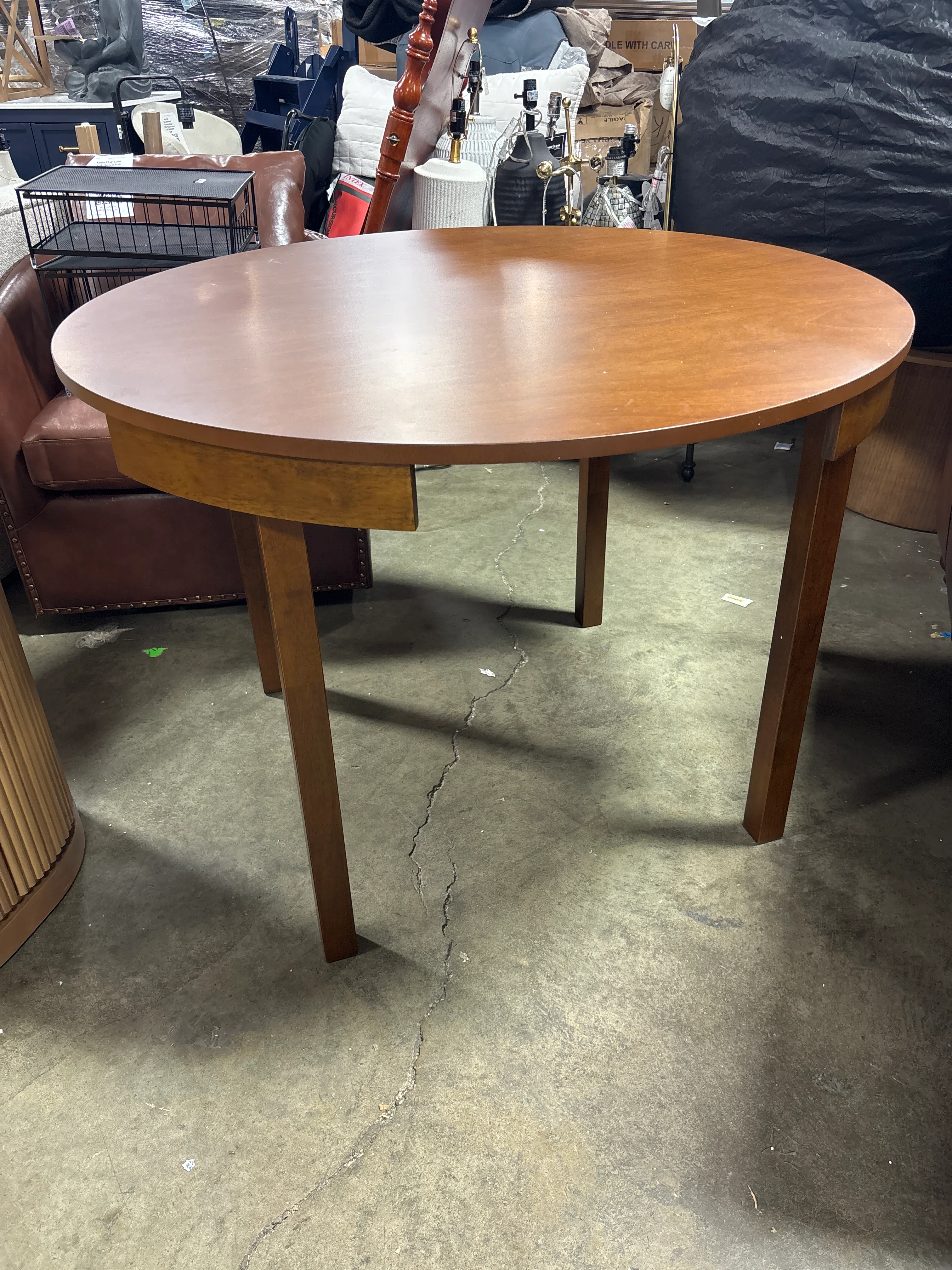 1pc Regent Space Saving 41.3" Round Dining Table Walnut SHOWROOM ITEM - Image 2