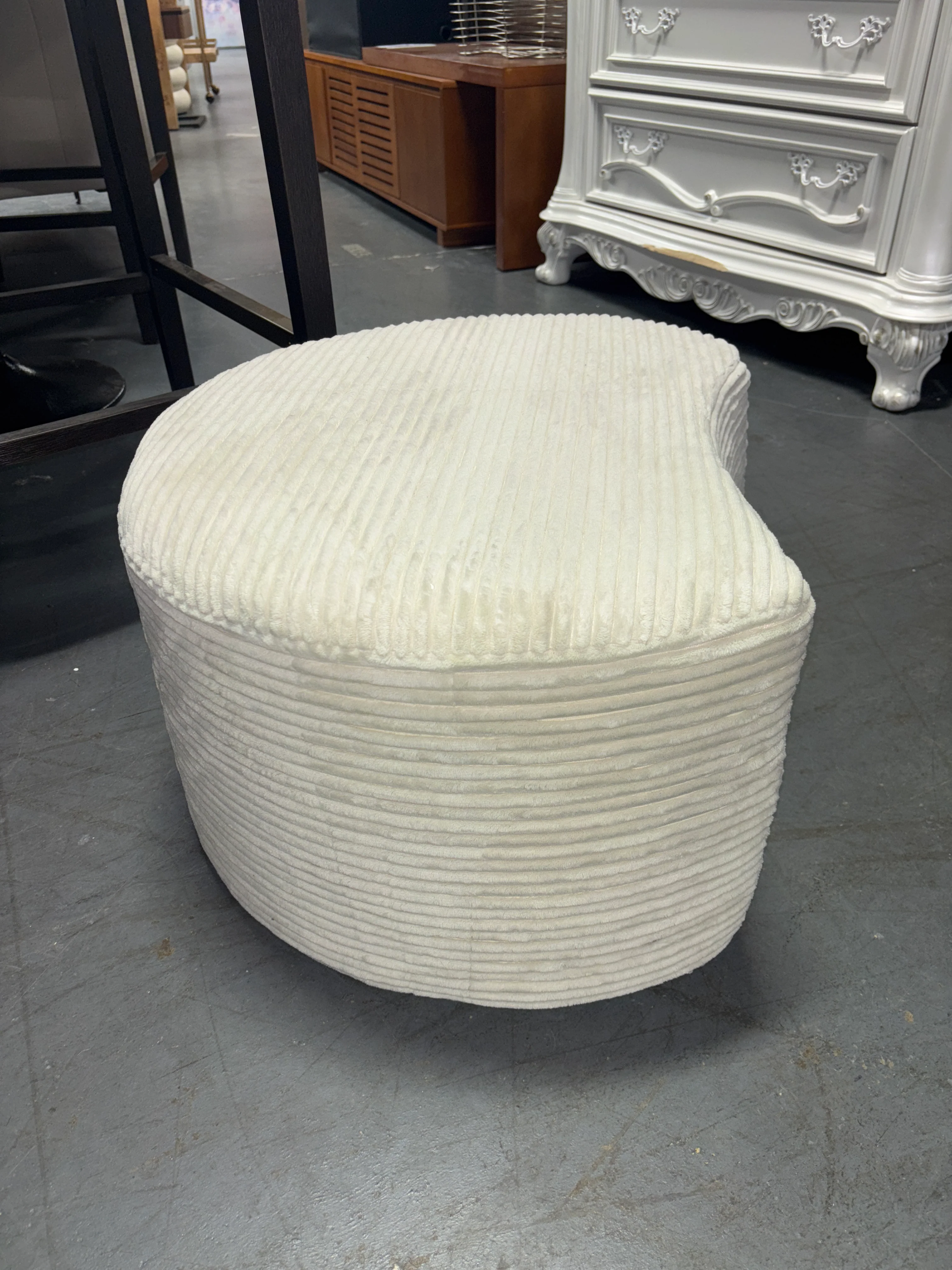 (1PC) Versatile Side Table Ottoman - Beige SHOWROOM ITEM - Image 3