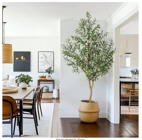 1PC Artificial Olive Trees, Tall Plant Potted Tree with White Planter - Image 2