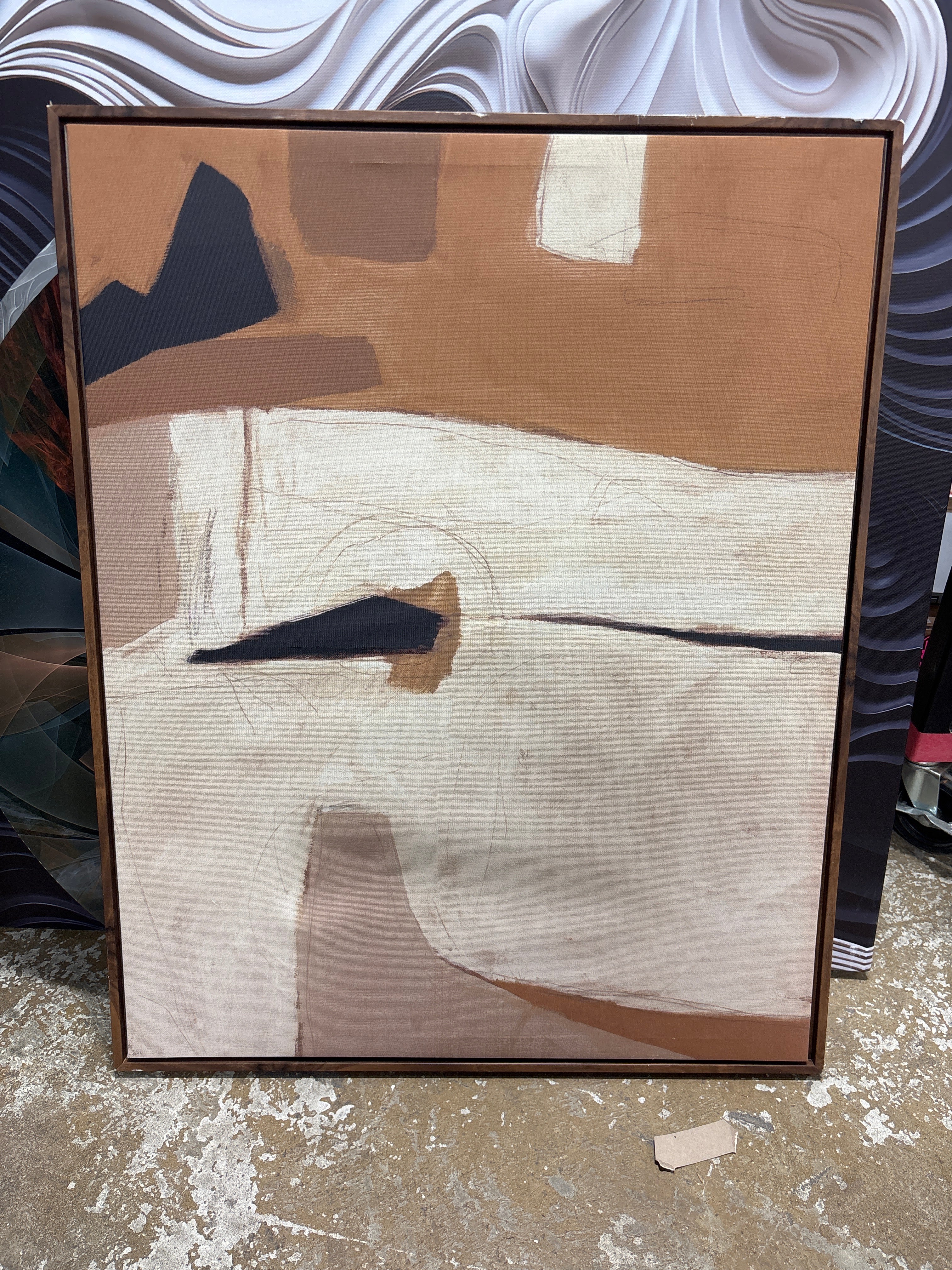 1pk Earth Abstract Framed Canvases Brown SHOWROOM ITEM - Image 2