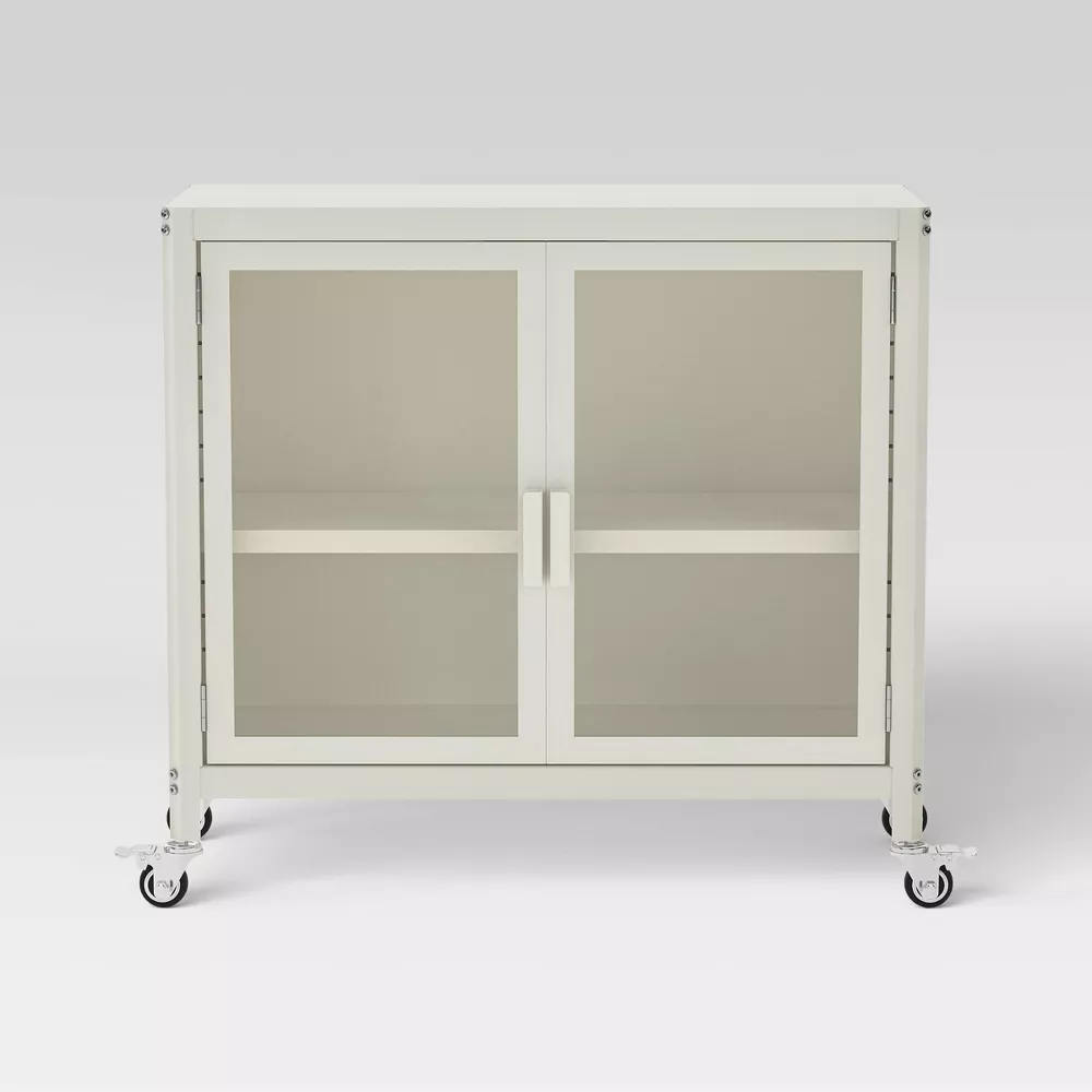 2 Door Metal Rolling Locker Storage Cabinet Chalk White, - Image 2