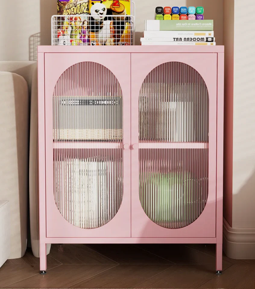 2 Door Metal Storage Cabinet, pink SHOWROOM ITEM