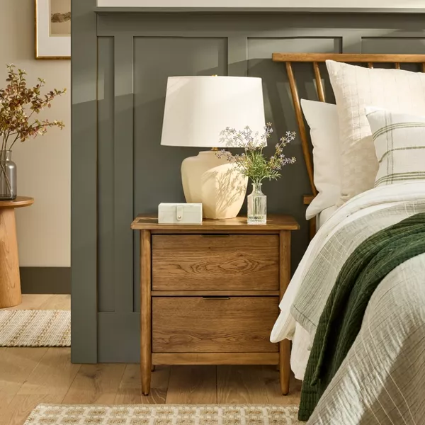 2 Drawer Modern Wood Nightstand - Image 5