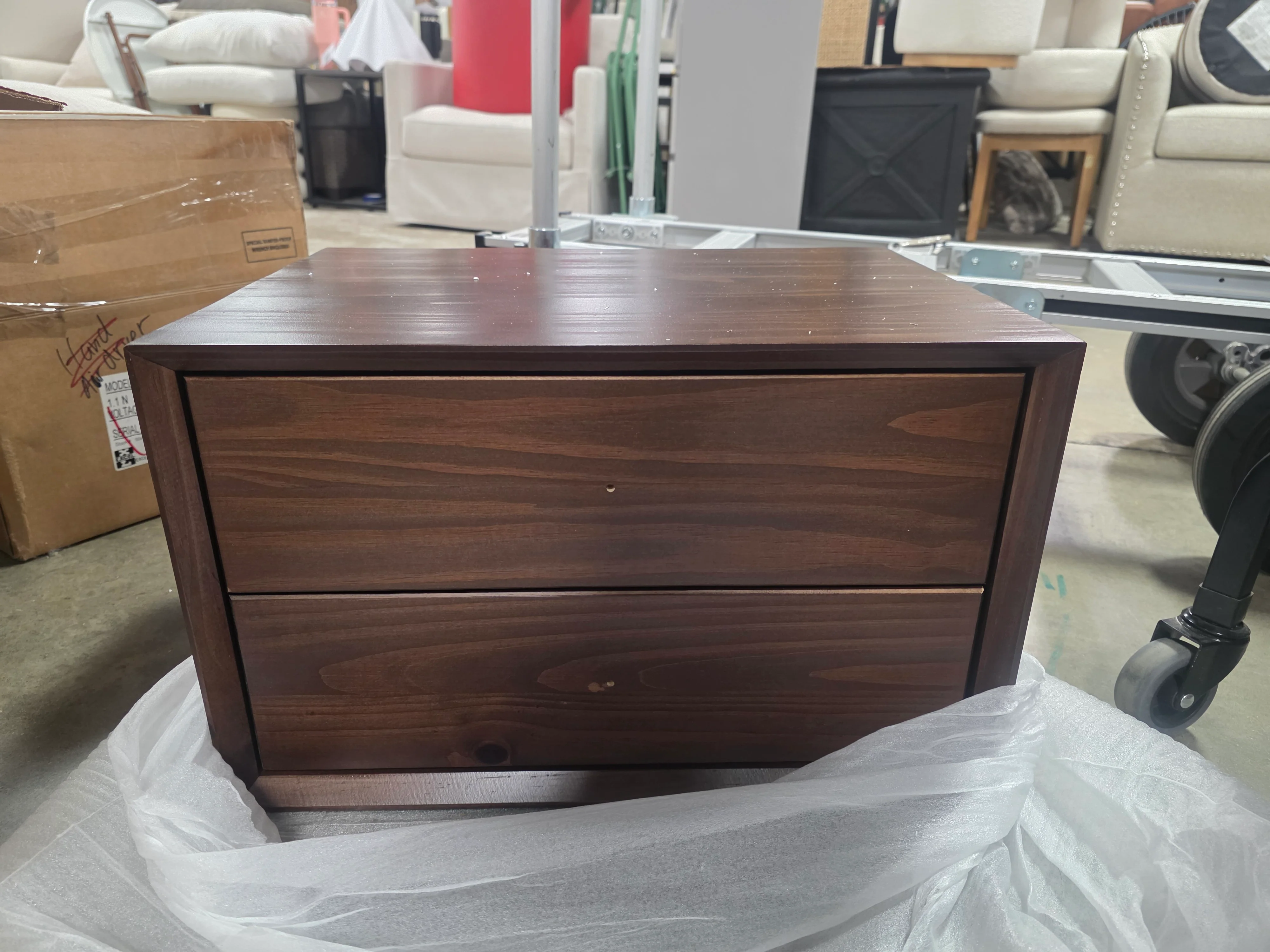 2-Drawer Wood Nightstand, Dark Walnut - Image 5