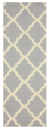 Moroccan Trellis Lt Grey Hand Hooked Runner Rug 2 ft. 6 in. x 8 ft.
