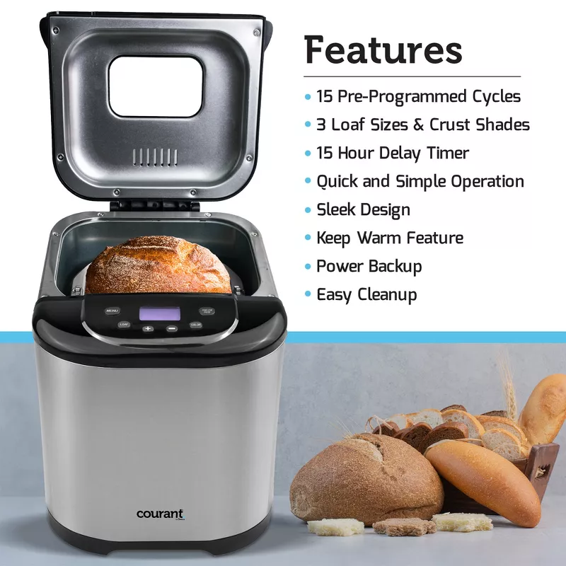 Automatic Bread Maker, Keep Warm Feature - Stainless Steel - Image 4