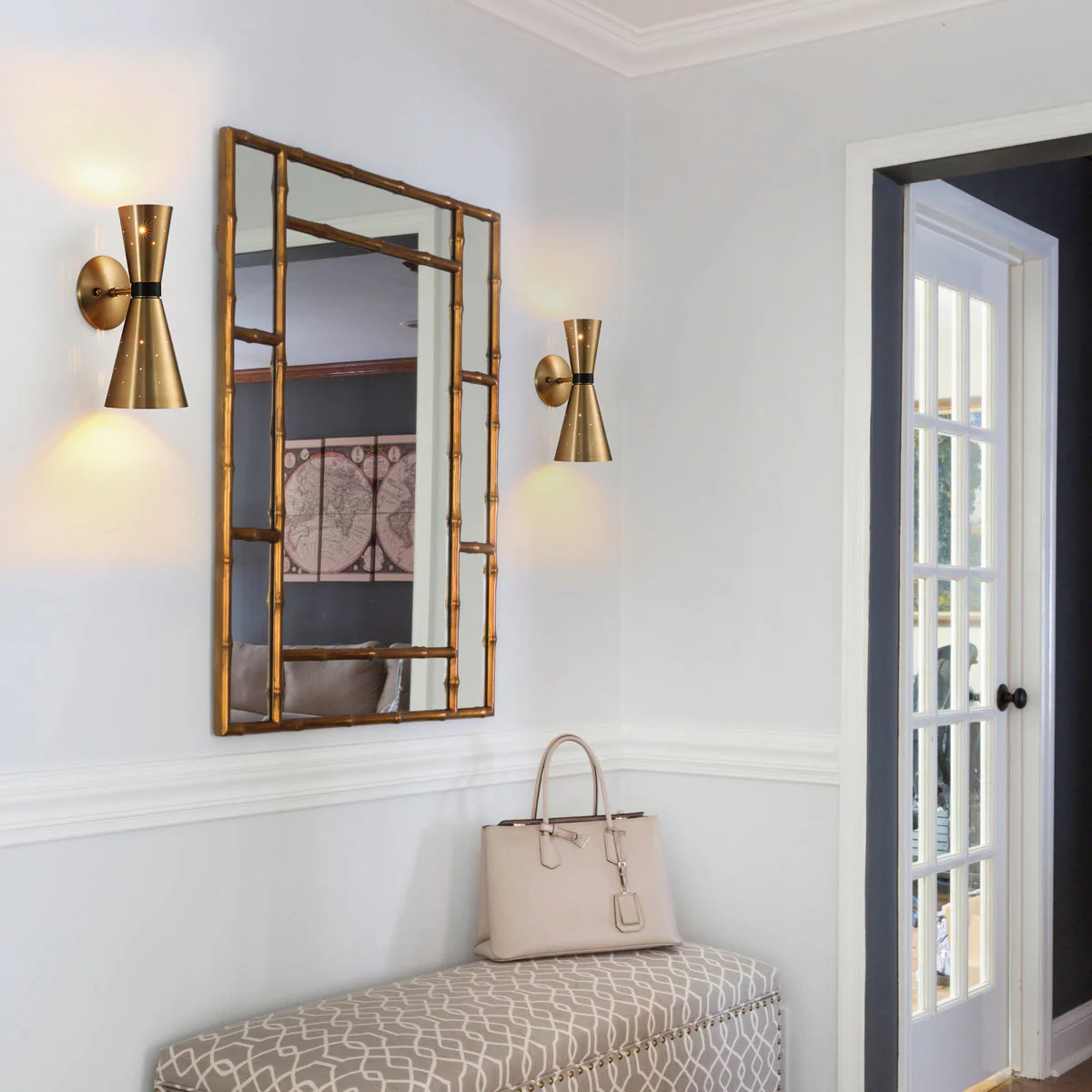 2-Light Dimmable Armed Sconce/Wall Light with Flared Funnel Metal Shade - Image 5