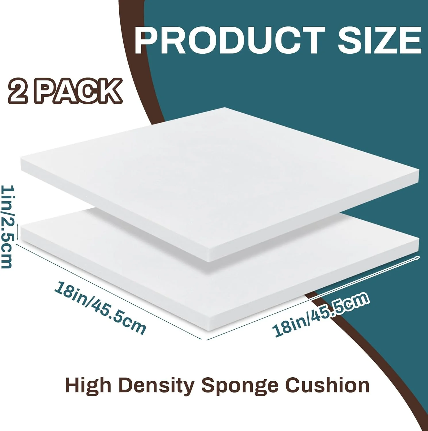 2 Pack Upholstery High Density Foam Cushion Replacement Square Cut - Image 5