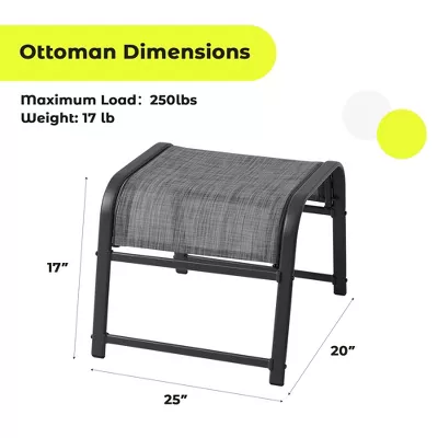 2-Pack Outdoor Teslin Fabric Footstools with Iron Frame - Waterproof - Image 4