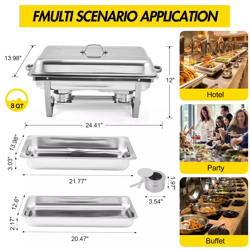 2-Pack Stainless Steel Chafing Dishes - Silver - Image 4