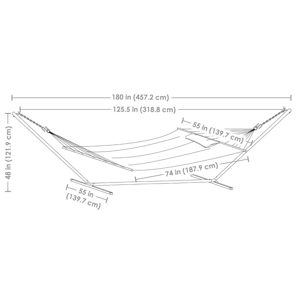 2-Person Quilted Fabric Spreader Bar Hammock - Image 4