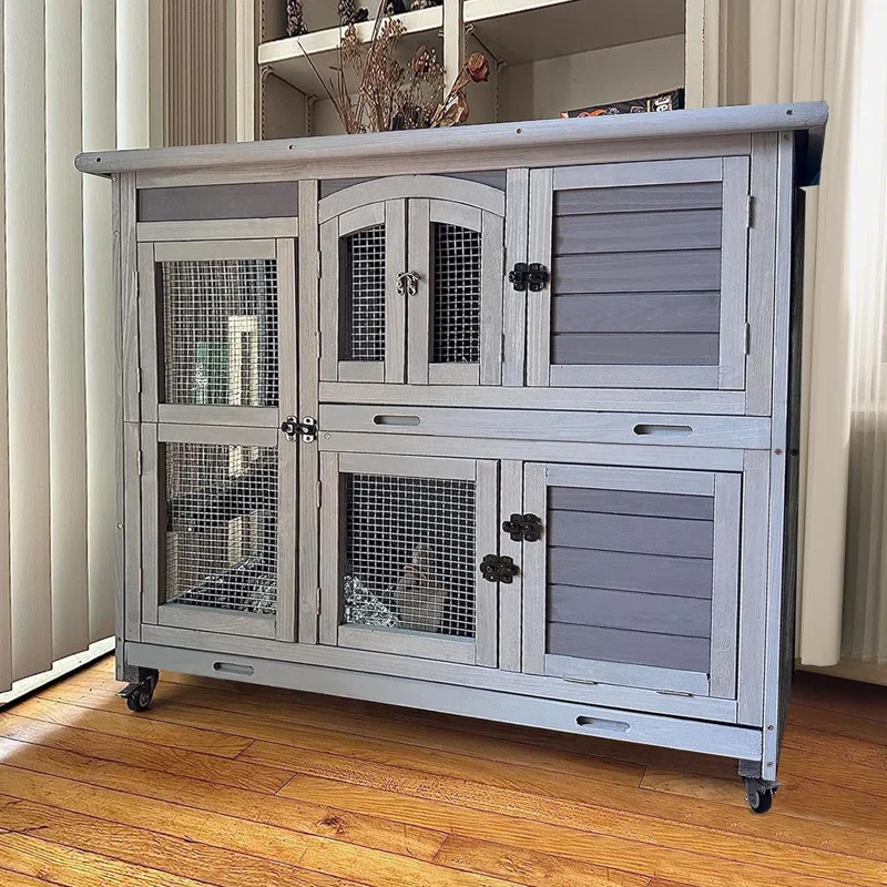 2-Tier Indoor Rabbit Hutch Bunny House Guinea Pig Cage - Image 3