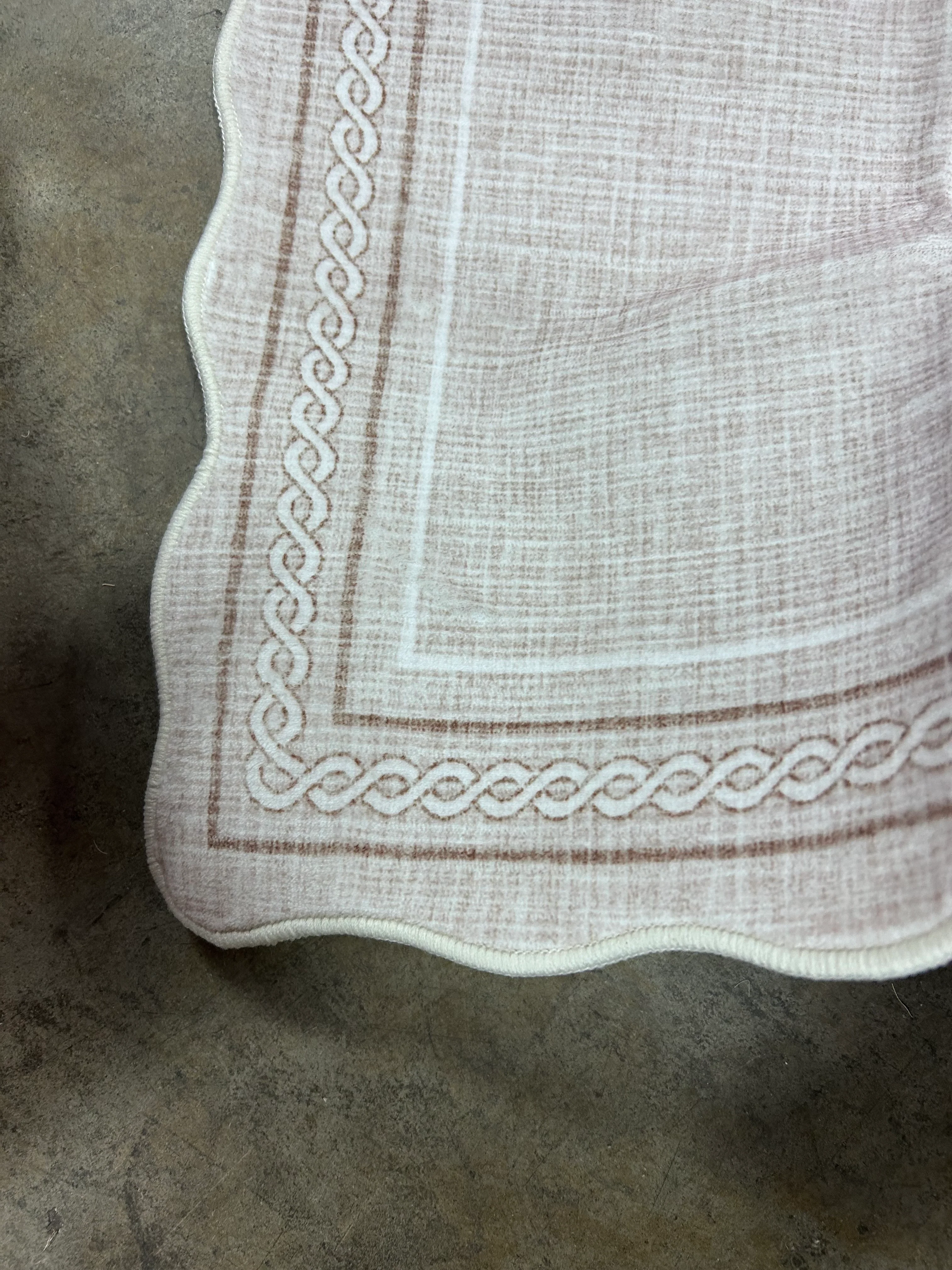 Beige Polyester Rectangular Scalloped Soft Non Slip 2 x 6 ft - Image 6