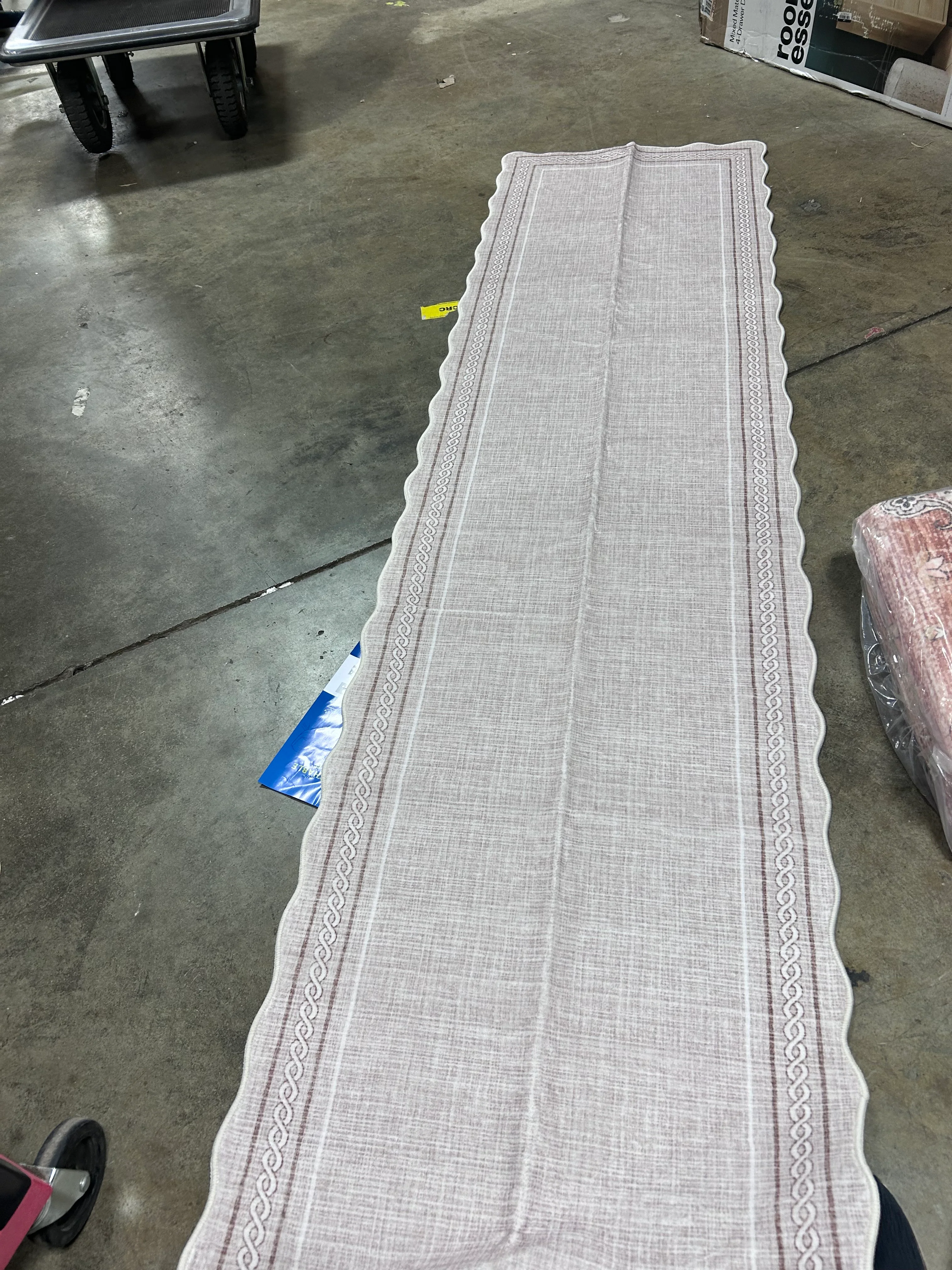 Beige Polyester Rectangular Scalloped Soft Non Slip 2 x 6 ft - Image 7
