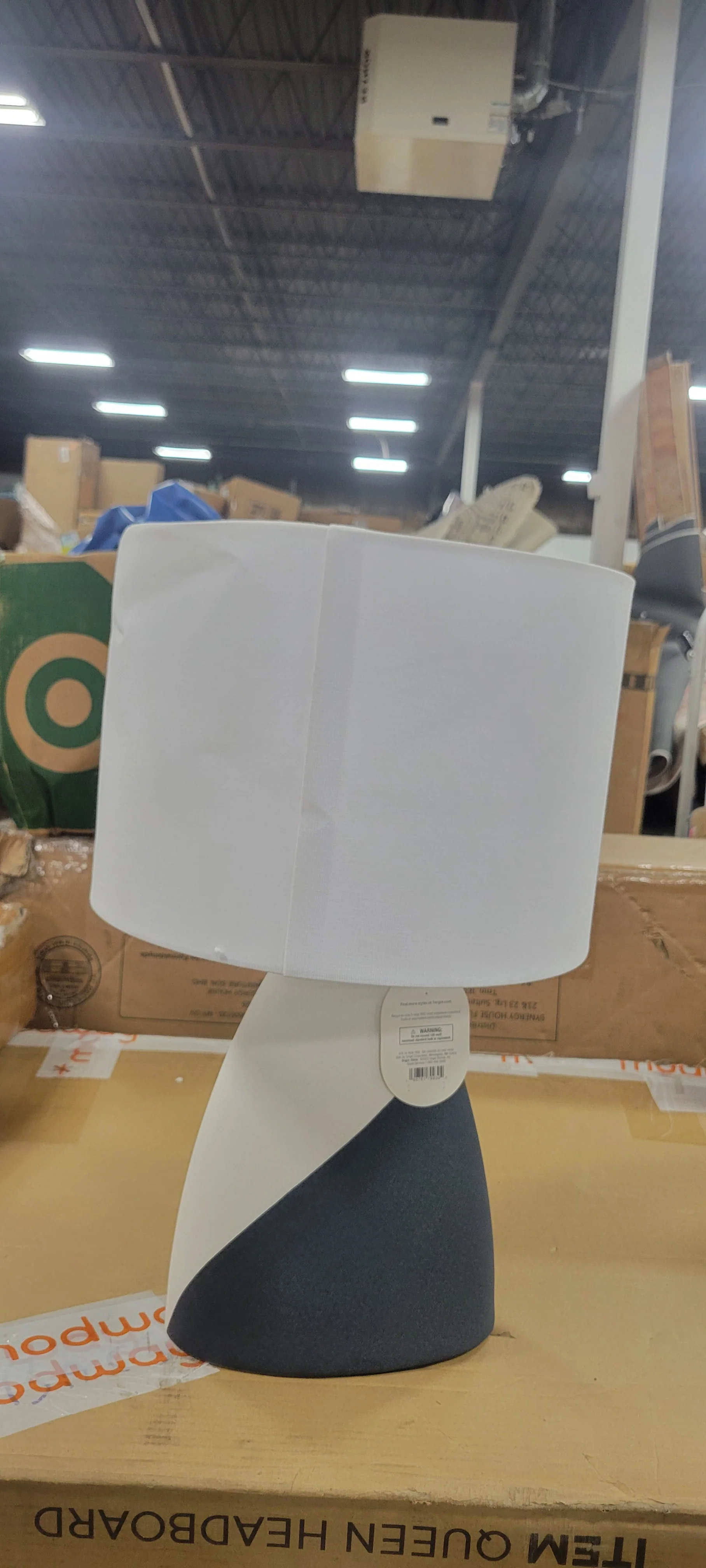 Modern Table Lamp Black/White - Ceramic Base, Linen Shade - Image 6