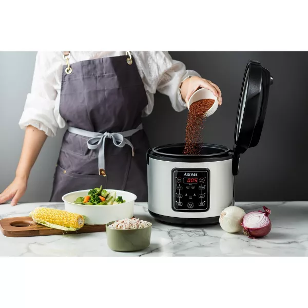20 Cup Digital Multicooker & Rice Cooker - Stainless Steel: 5 Settings, Automatic Keep Warm, Nonstick - Image 3