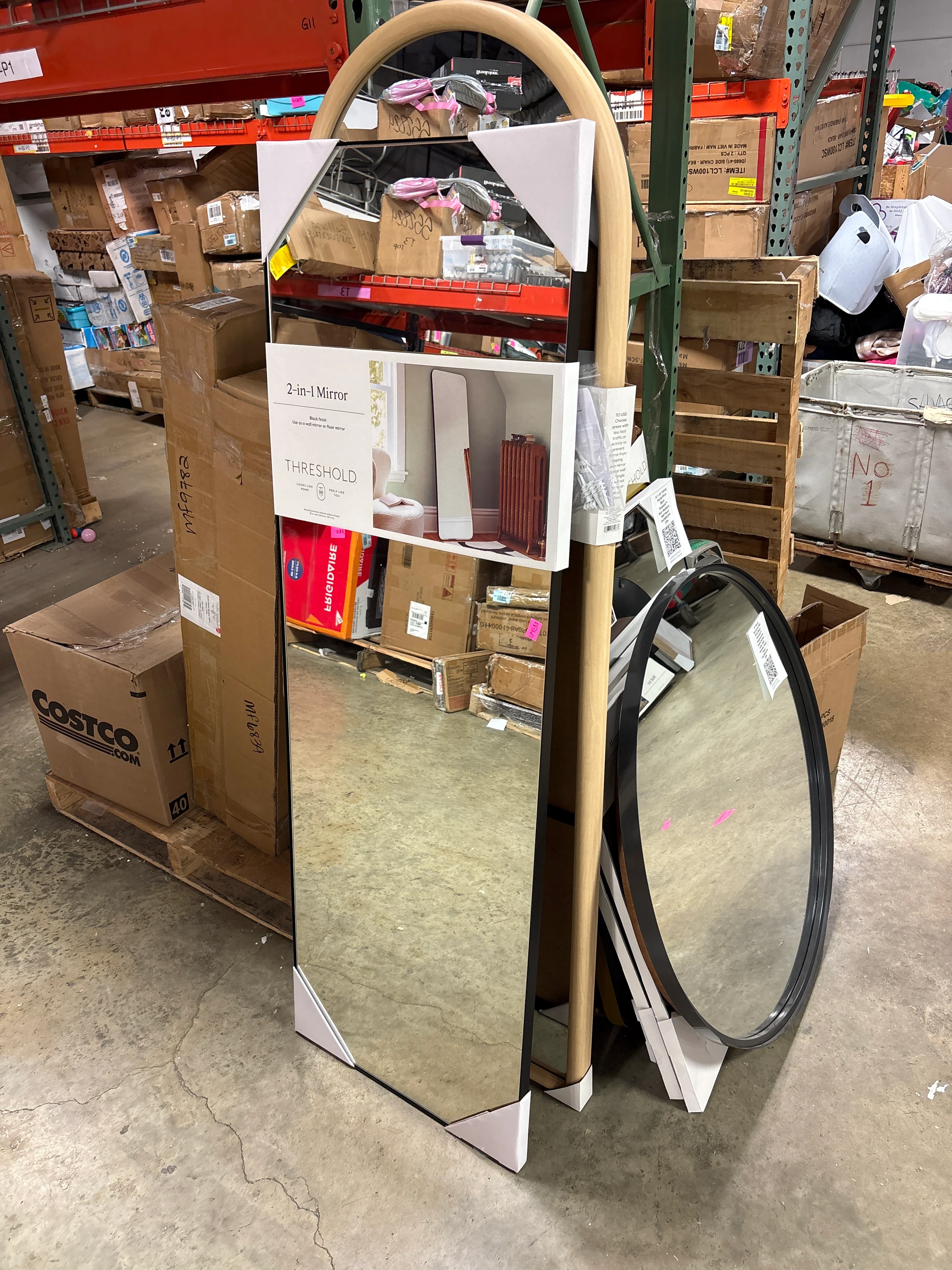 20" x 60" Infinity Full Length Mirror Black - Threshold: Modern Rectangle Wall Mount, Powder-Coated Metal Frame SHOWROOM ITEM - Image 2