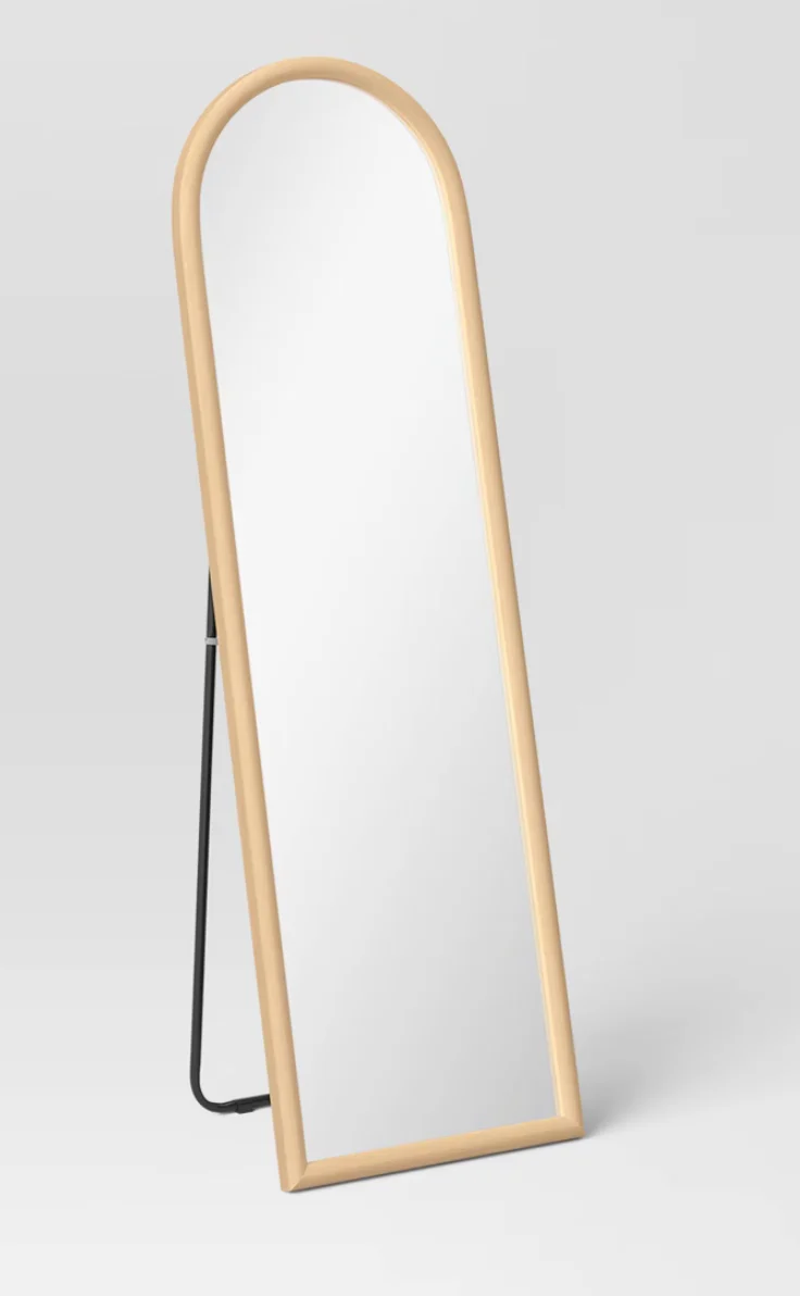 20" x 65" Arch Floor Mirror Natural - Threshold™: Modern Polystyrene Frame, No Assembly, Freestanding Design SHOWROOM ITEM