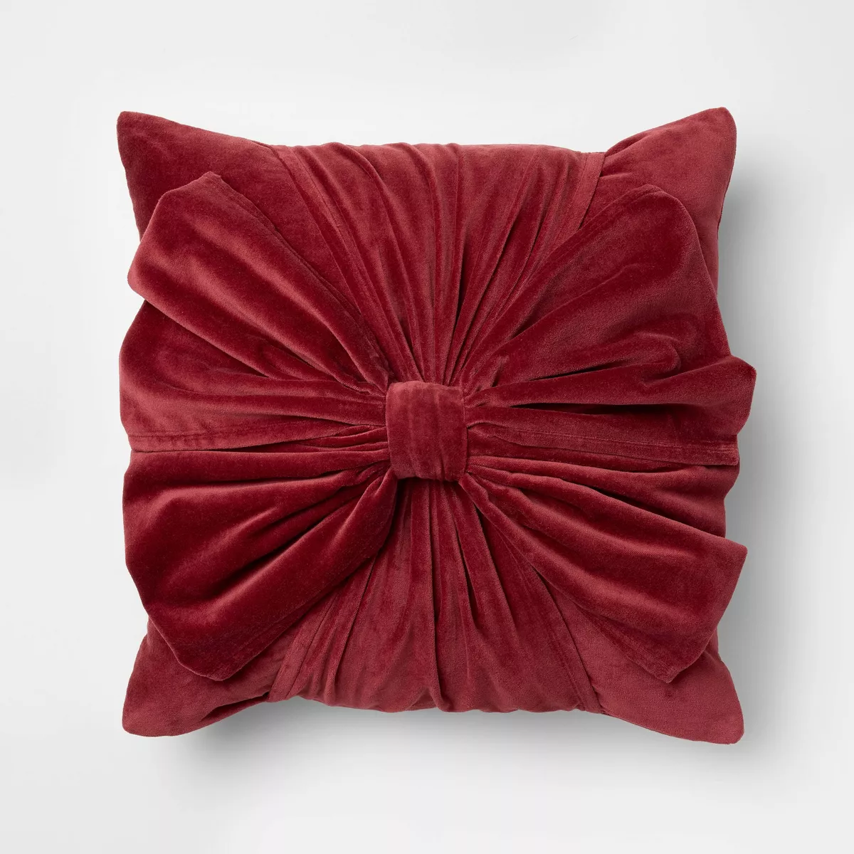 20"x20" Velvet Bow Throw Pillow SHOWROOM ITEM