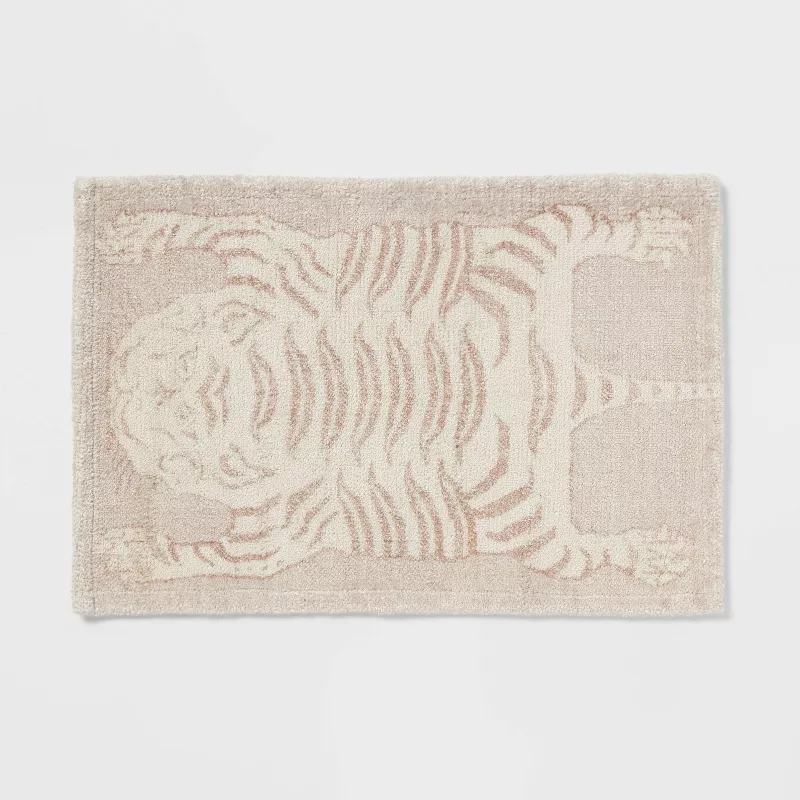 20"x30" Tiger Print Bath Rug Tan SHOWROOM ITEM