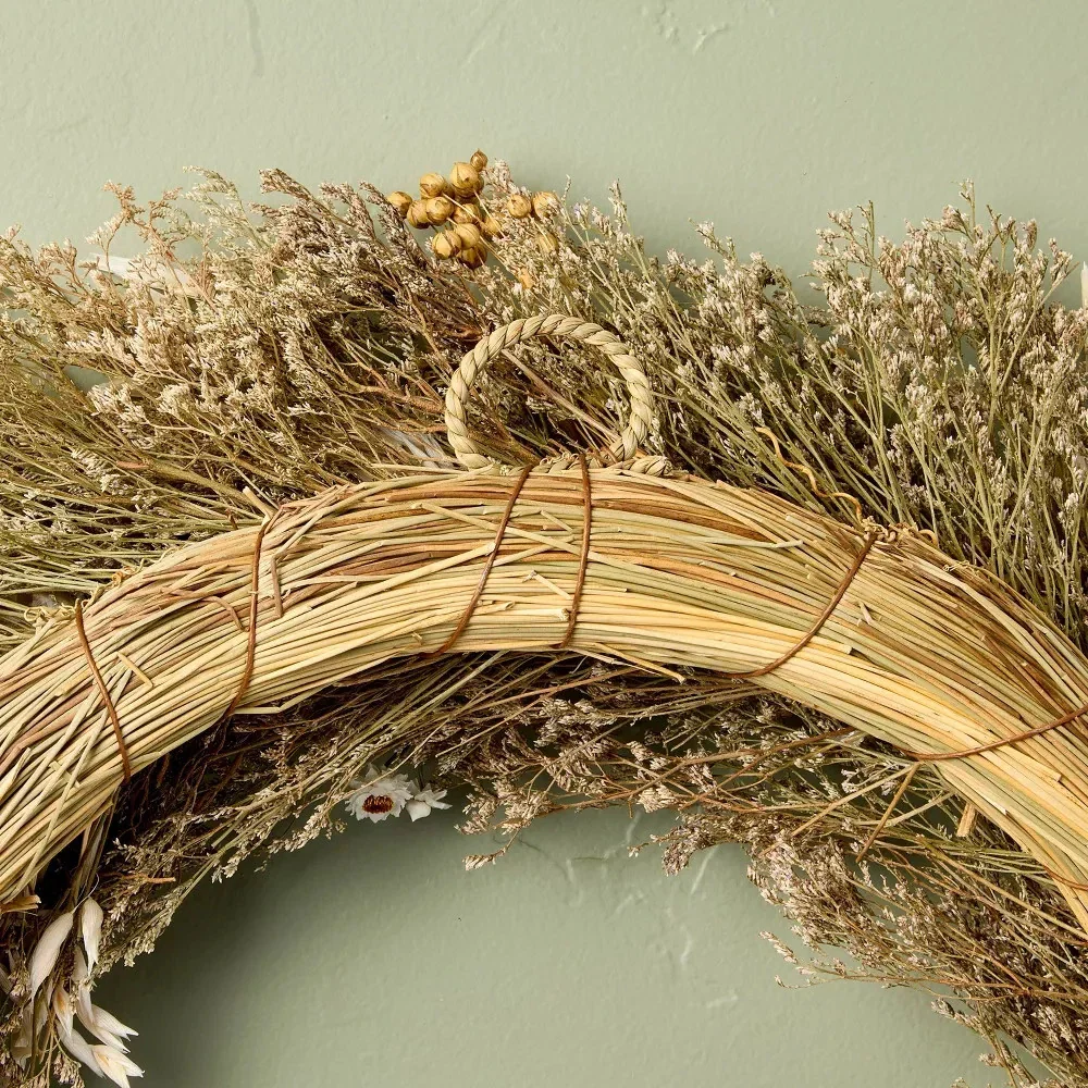 Preserved Spring Grass and Flower Wreath - Image 3