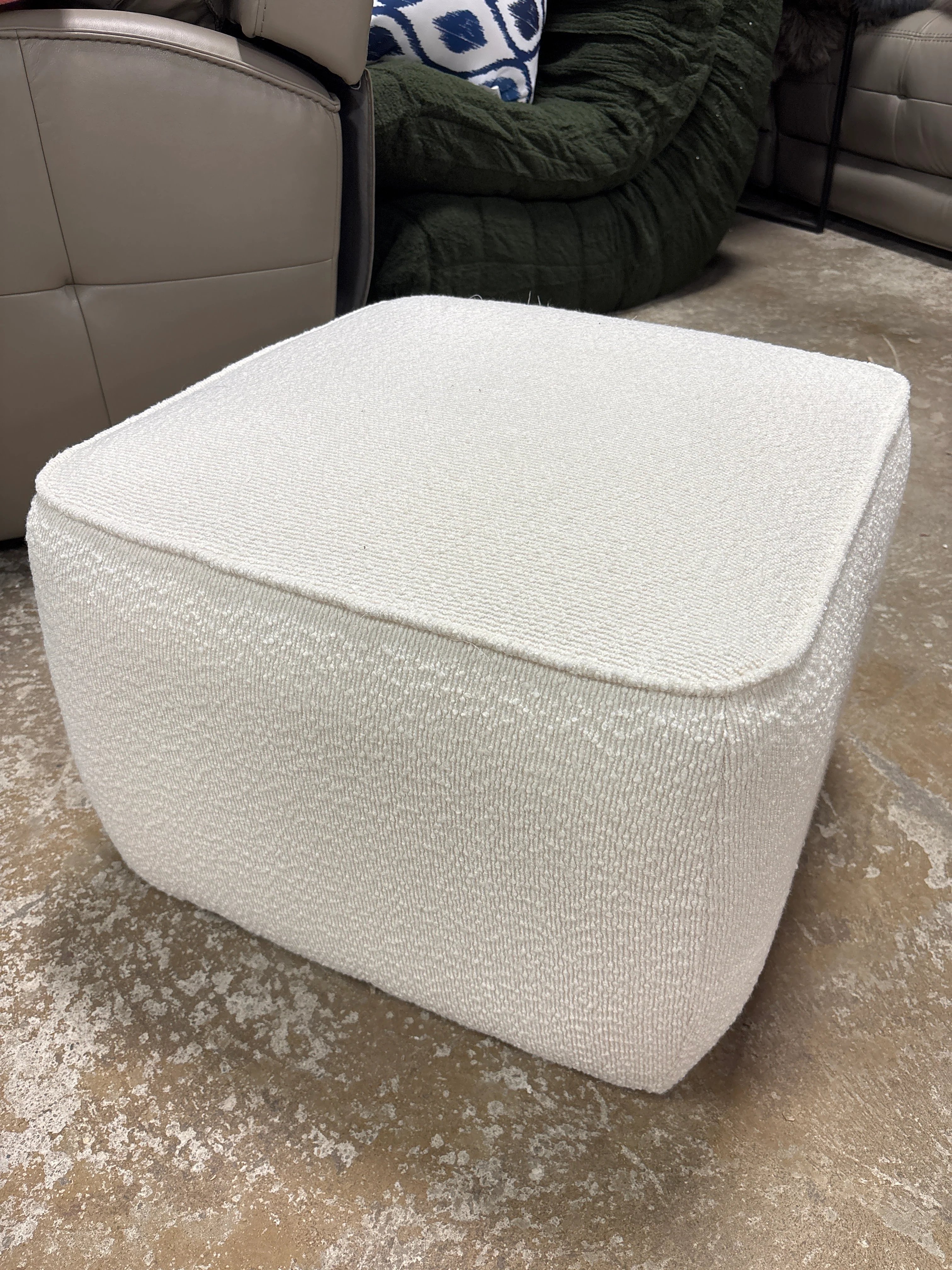 22.25" Square Minimalist White Ottoman SHOWROOM ITEM - Image 2