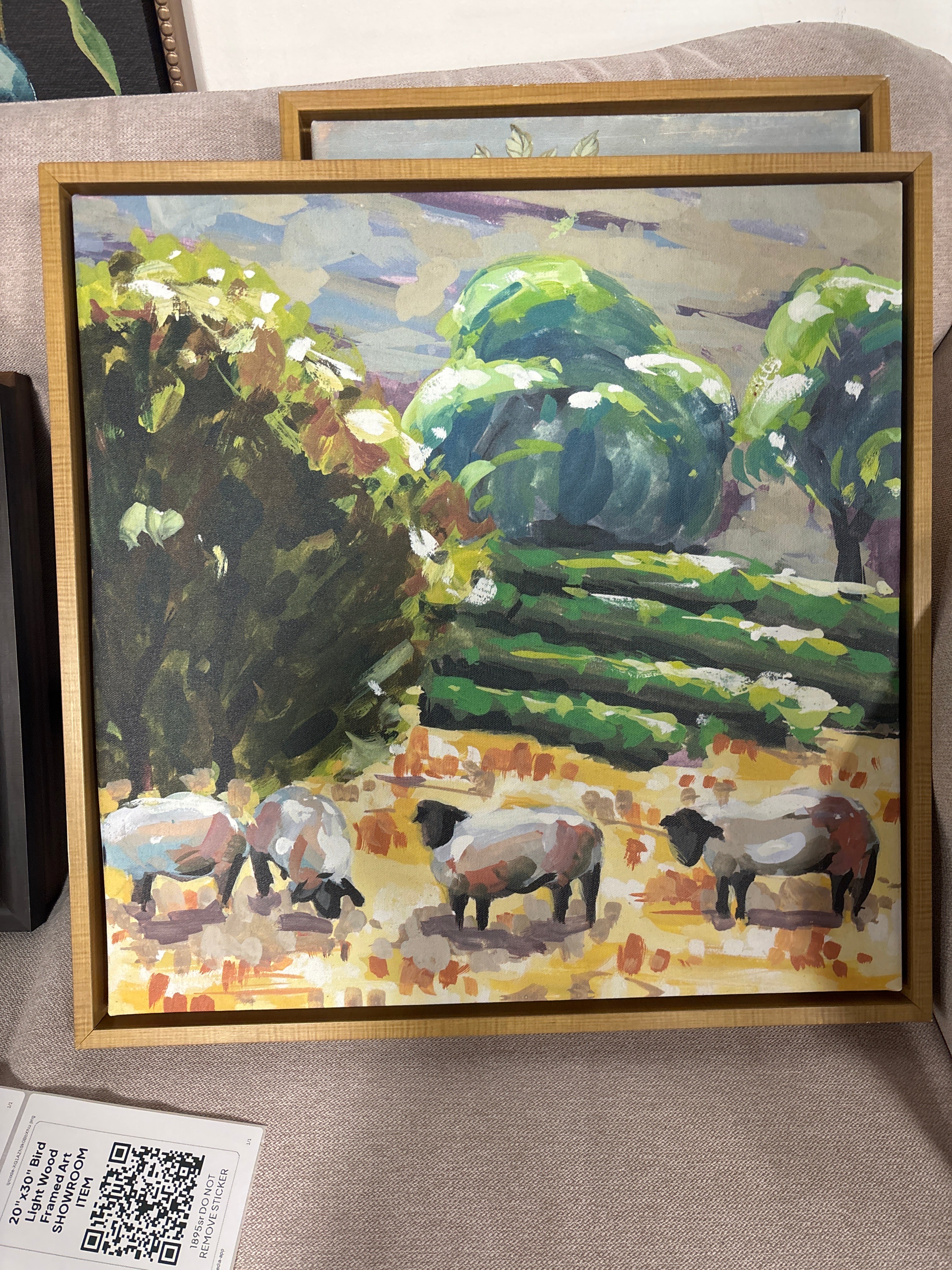 22"x22" Sheep in Summer I Framed Canvas SHOWROOM ITEM - Image 2