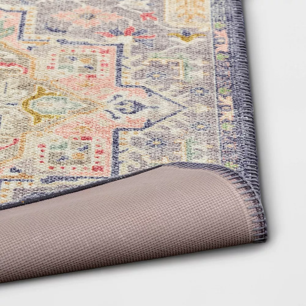 Washable Zebrina Medallion Persian Style Printed Accent Rug Gray/Multi 2'3"x3'9" - Image 3