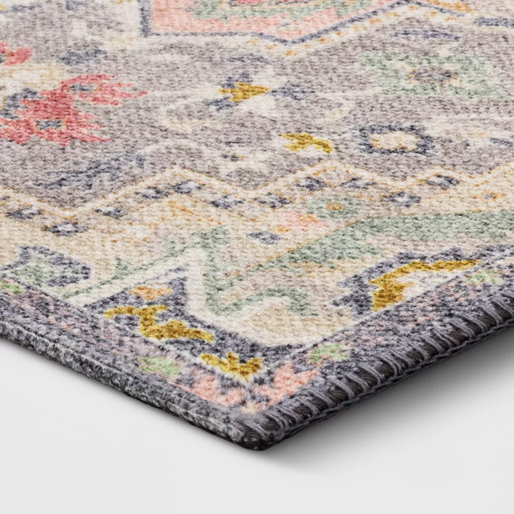 Washable Zebrina Medallion Persian Style Printed Accent Rug Gray/Multi 2'3"x3'9" - Image 4