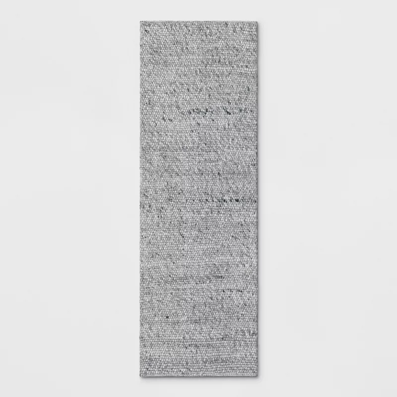Chunky Knit Wool Woven Rug Gray - 2'x7'