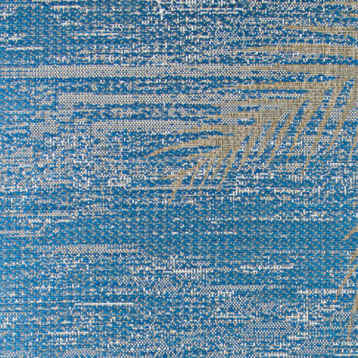 Waddington Floral Palms Ocean Blue Indoor Outdoor Area Rug 2'x7'