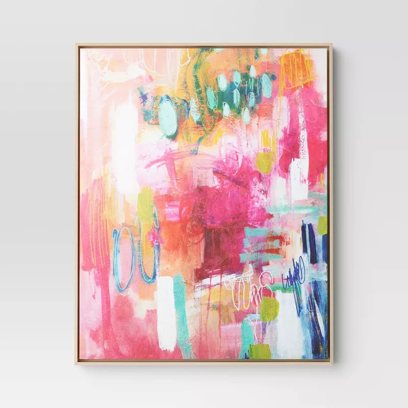 24" x 30" Colorful Collage by Amira Rahim Framed SHOWROOM ITEM