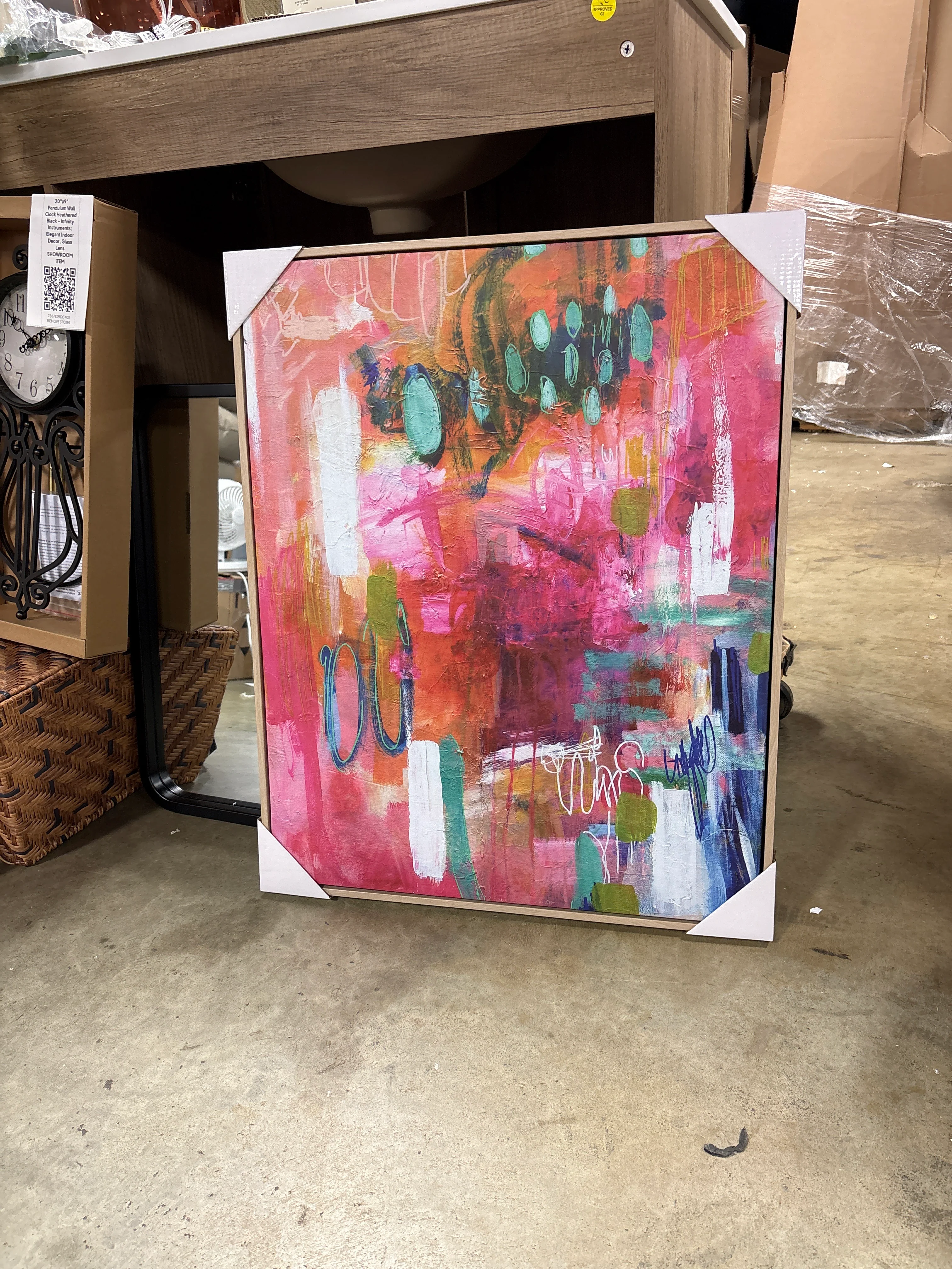 24" x 30" Colorful Collage by Amira Rahim Framed Wall Canvas - Threshold™: Modern Abstract Digital Art, Polystyrene Frame SHOWROOM ITEM - Image 2