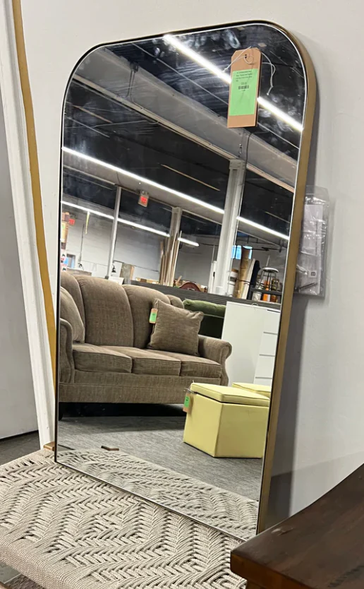 24" x 36" Infinity Mantle Mirror Brass - Threshold: Rust-Resistant, Wall Mount, Modern Decor SHOWROOM ITEM