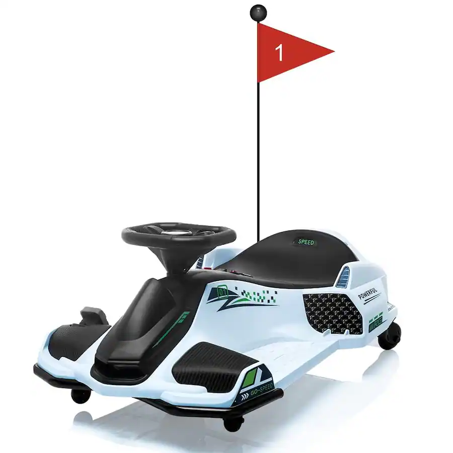 Kids Ride on Drift Car for Kids, Electric Go-Kart - White
