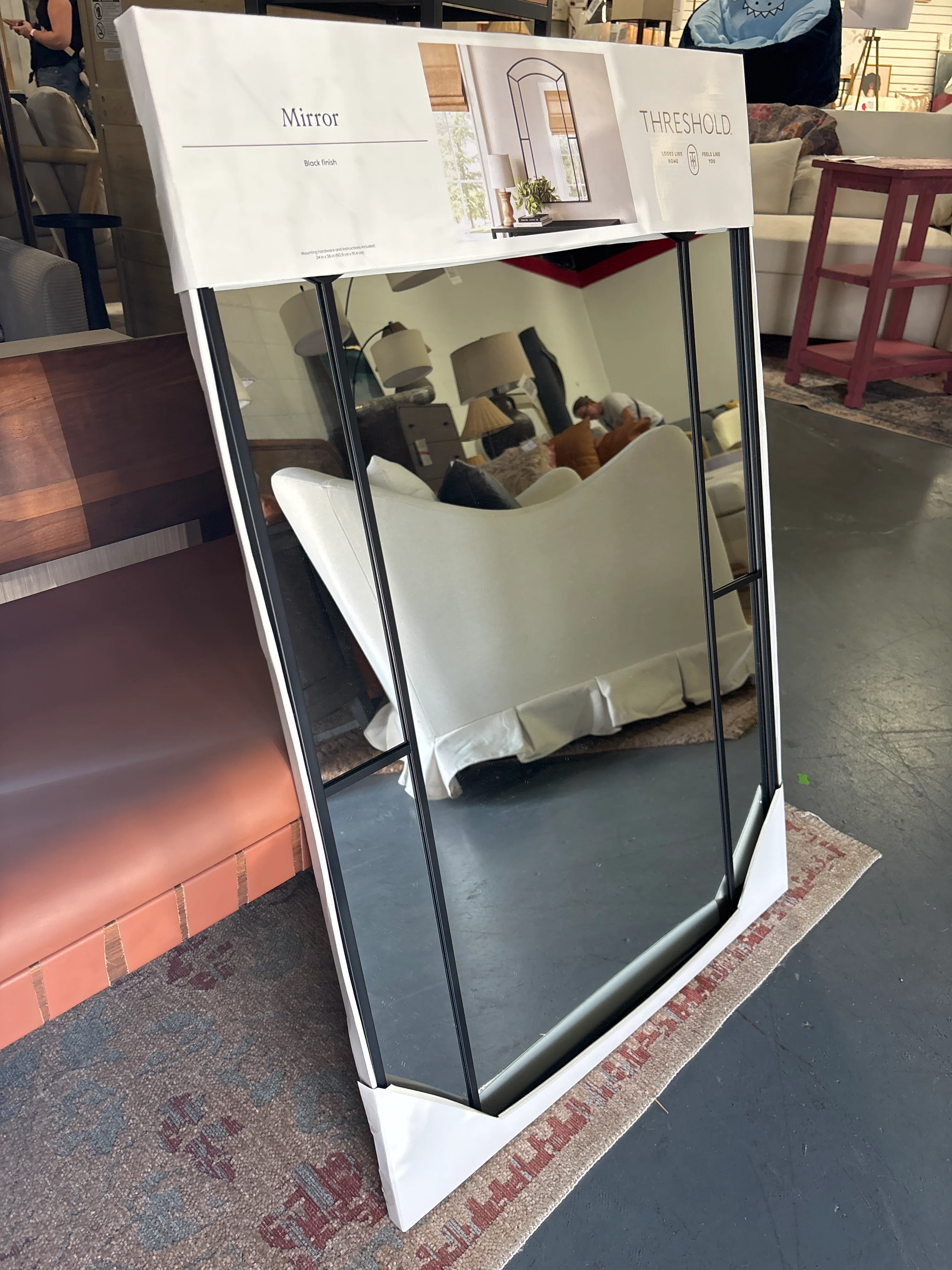 24"x 36" Window Pane Wall Mirror - Black SHOWROOM ITEM - Image 3