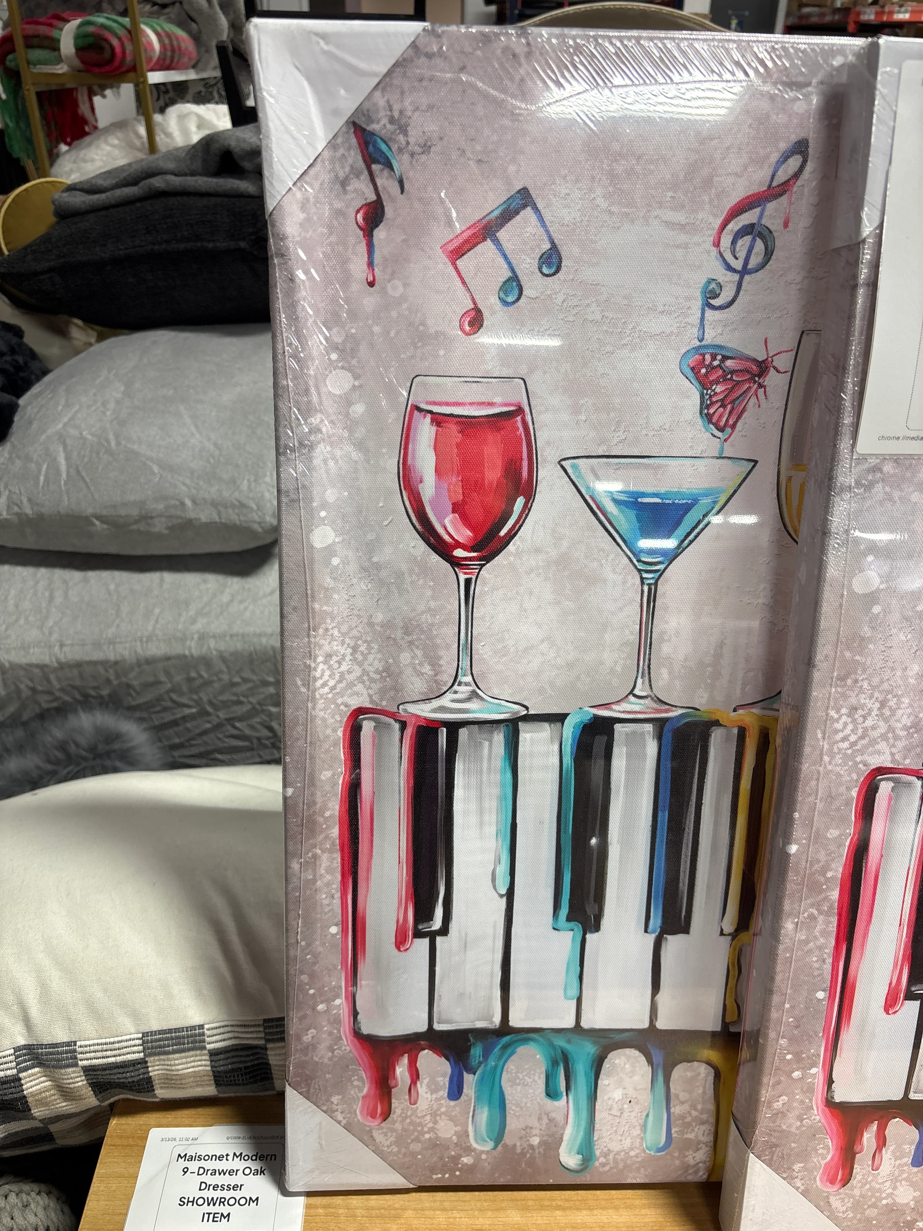 24"x48" Music Wall Art Piano Colorful Wine Painting SHOWROOM ITEM - Image 5
