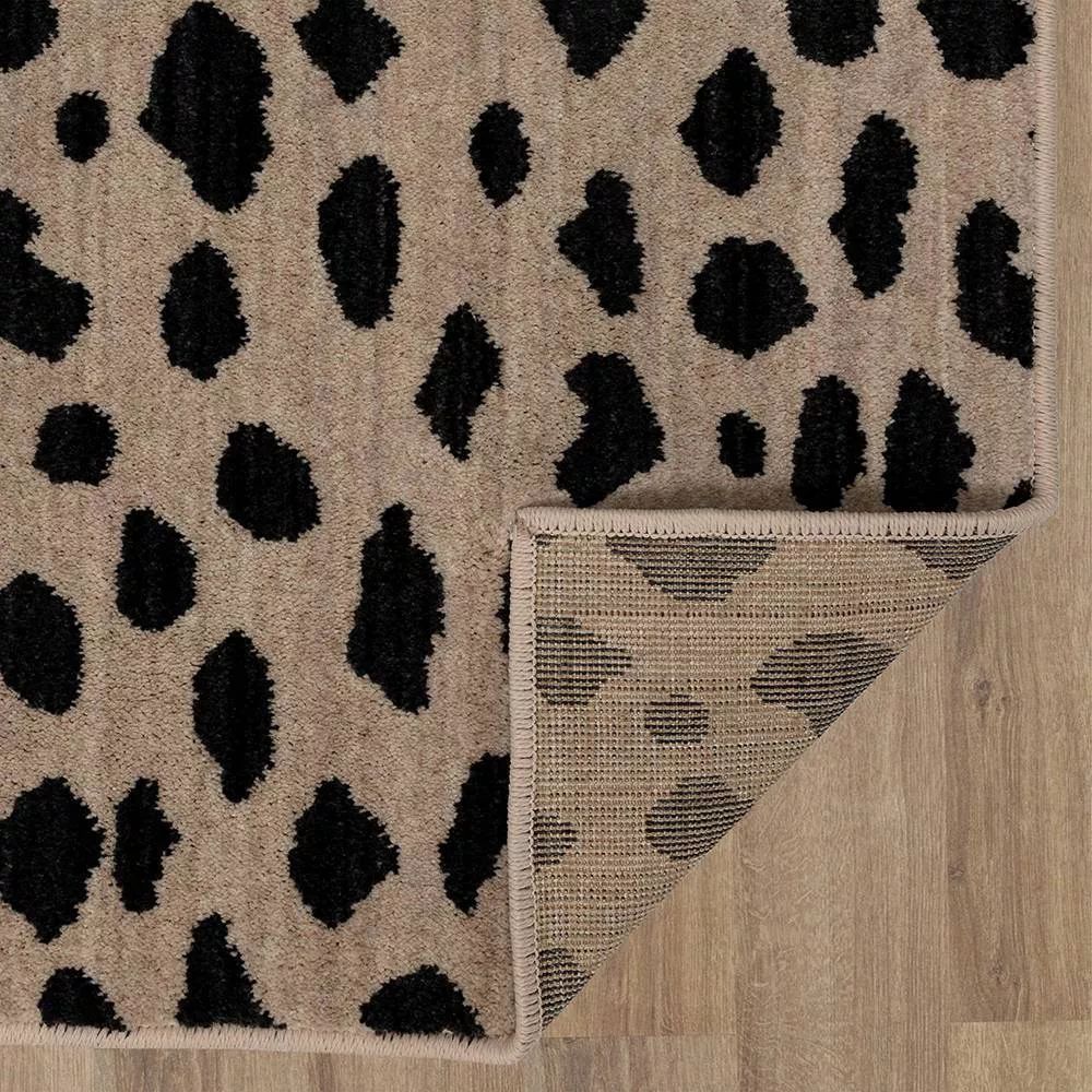 Daffodil Leopard Print Woven Rug Black/White 2'4"x7' - Image 2