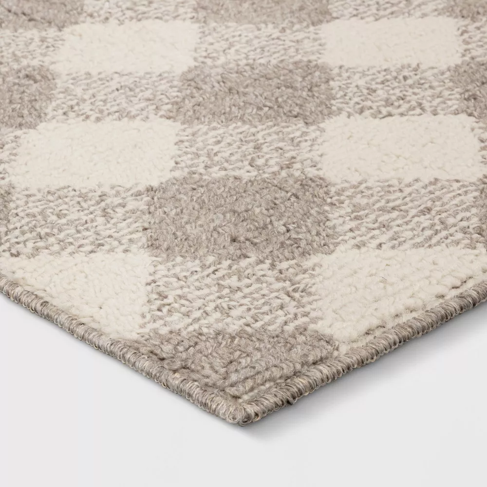 Gingham Washable Runner Rug Heathered Gray/Ivory 2'4"x7' - Image 4