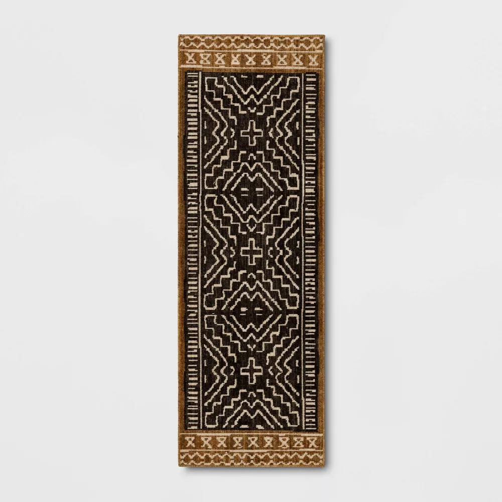 Global Runner Rug Black/Tan 2'4"x7'