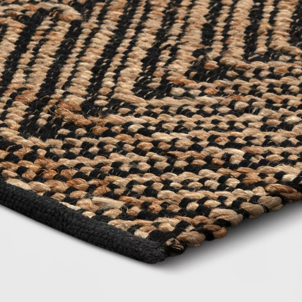 2'4"x7' Handloom Chevron Runner Rug Black - Image 3