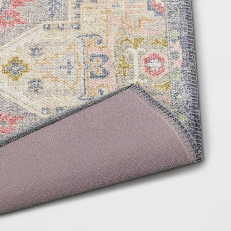 2'4"x7' Washable Zebrina Medallion Persian Style Printed Runner Rug Light Yellow/Blue - Image 2