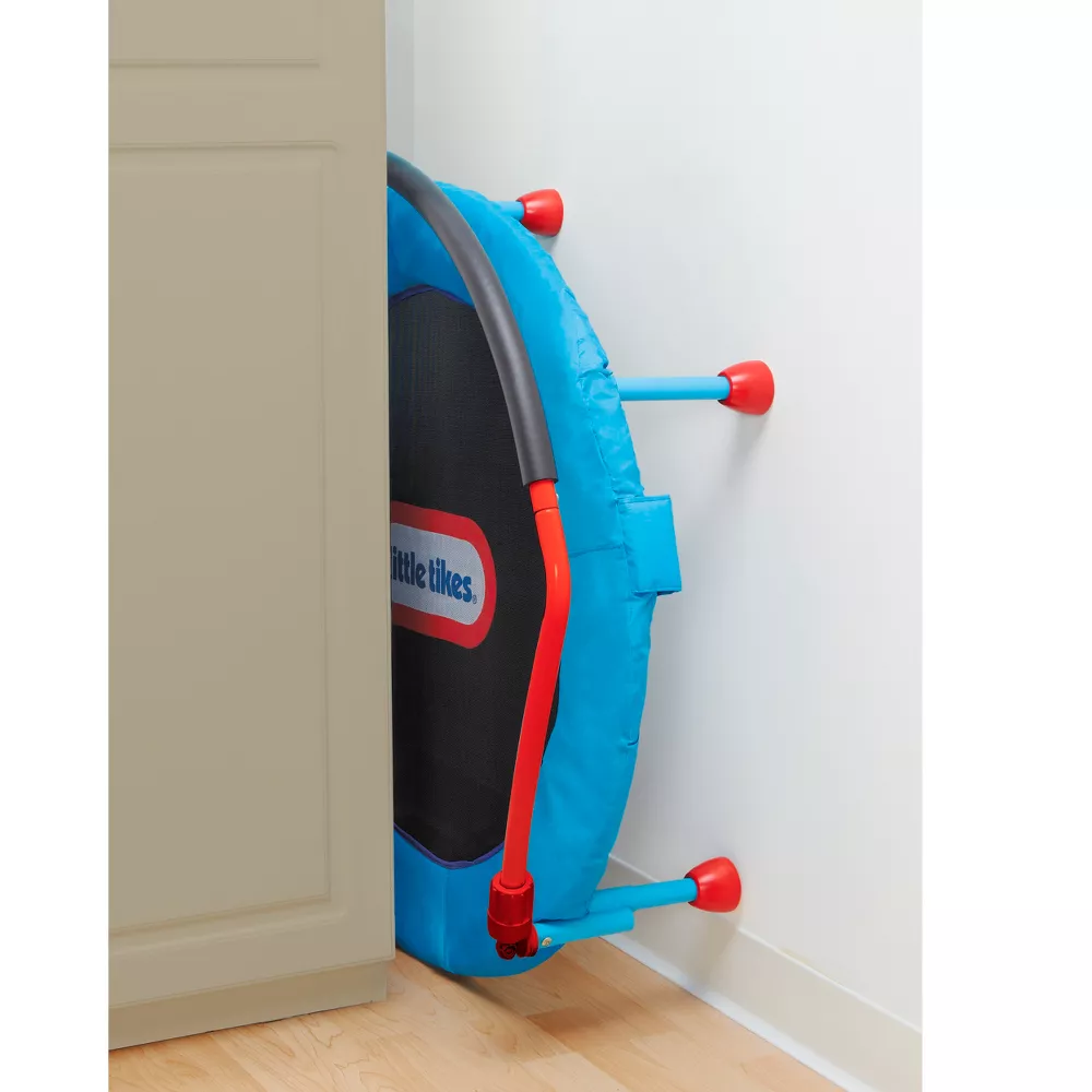 Round Easy Store Folding Trampoline - Blue/Black/Red - Image 2