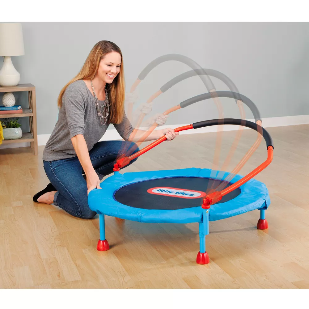 Round Easy Store Folding Trampoline - Blue/Black/Red - Image 3