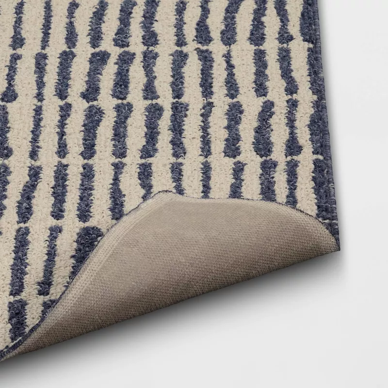 Washable Modern Dashes Hi/Low Tufted Loop Accent Rug Blue 2'x3' - Image 2
