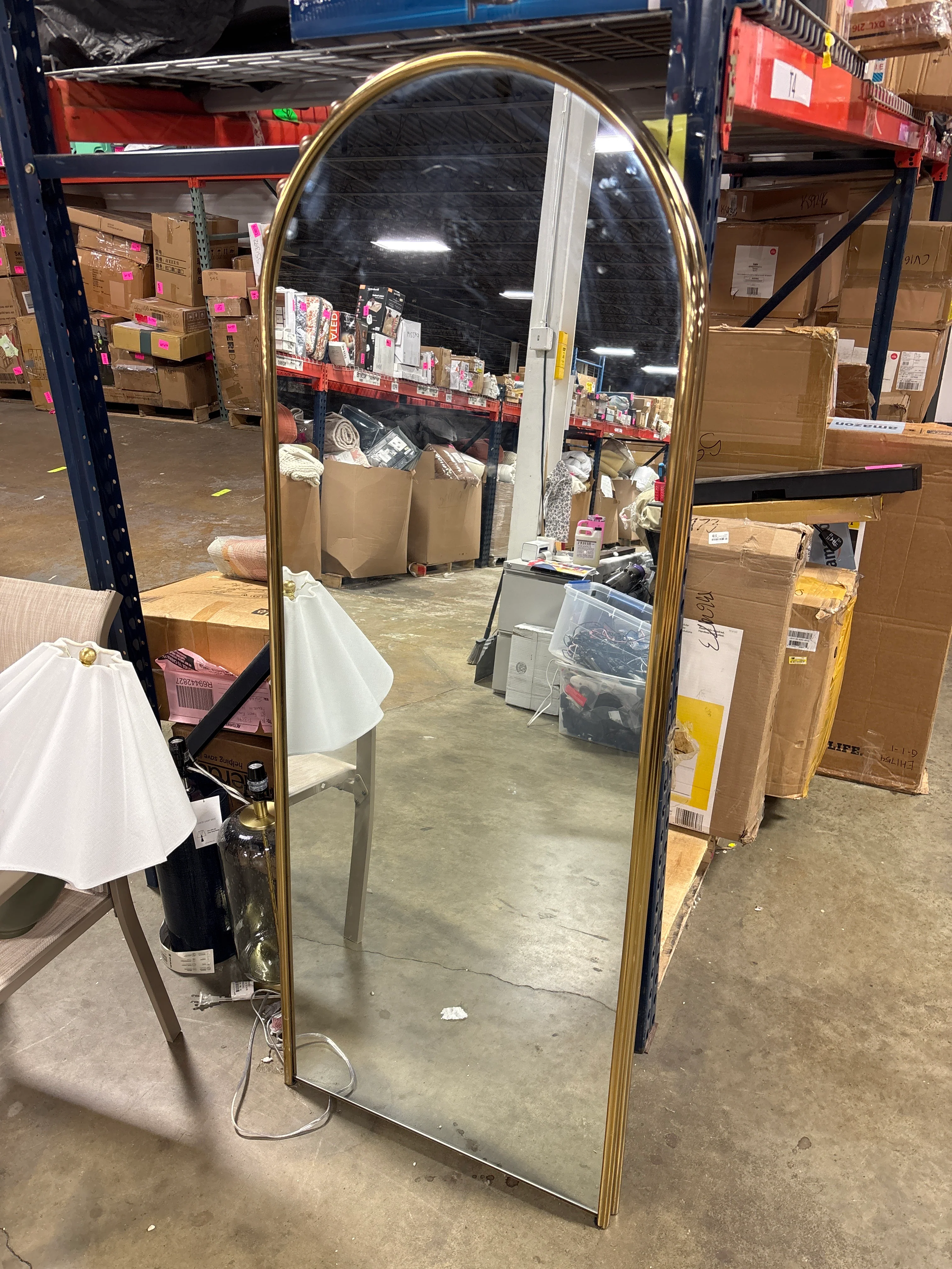 25"x65" Metal Tube Floor Mirror Gold SHOWROOM ITEM - Image 2
