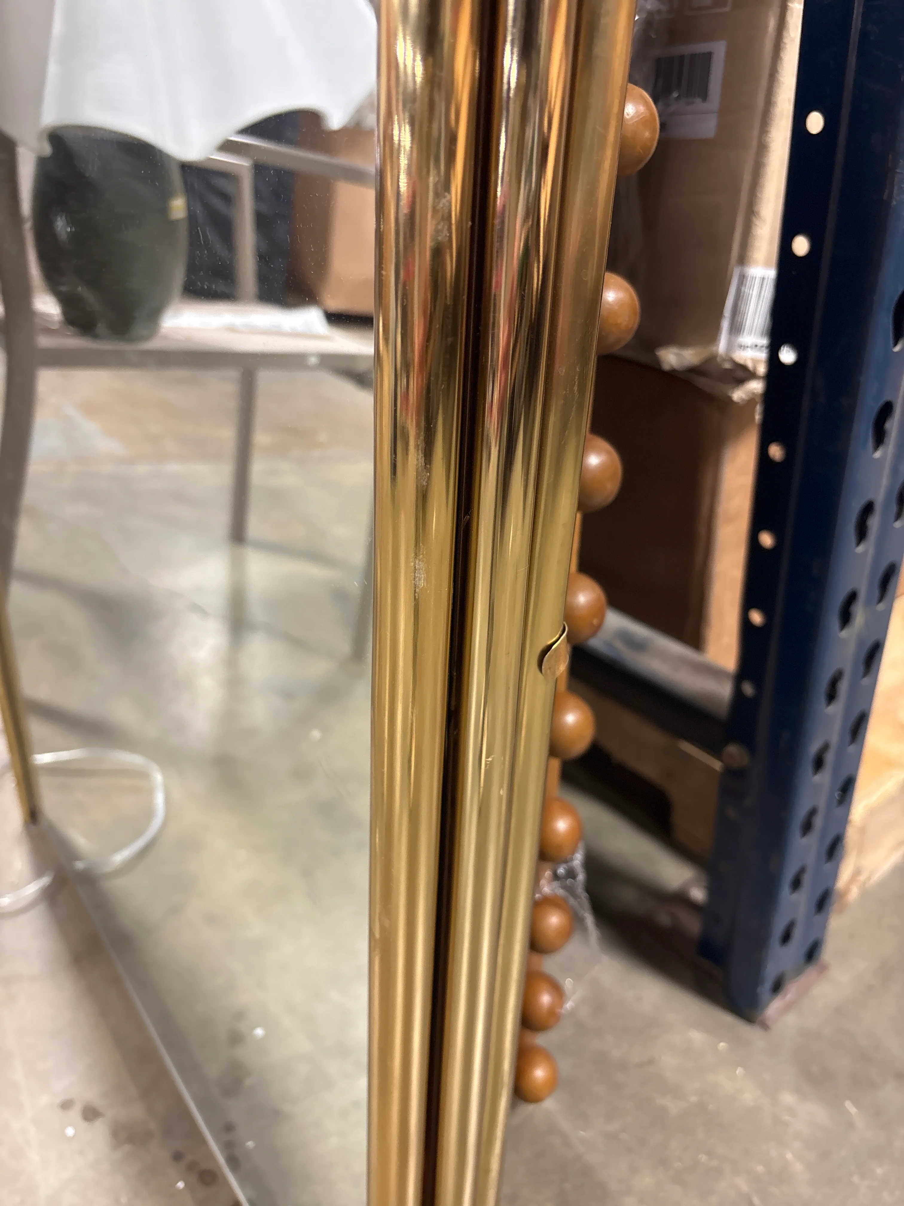 25"x65" Metal Tube Floor Mirror Gold SHOWROOM ITEM - Image 3