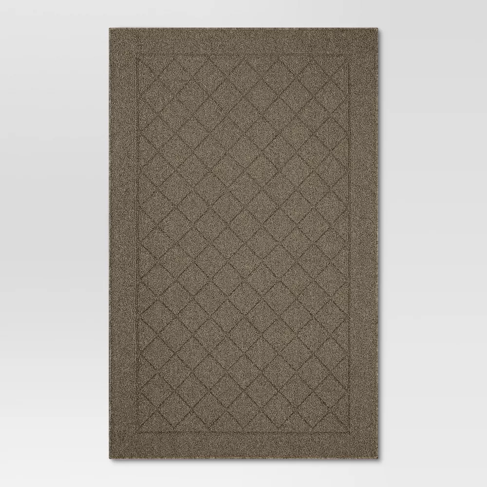2'6"x3'10" Washable Diamond Clarkson Tufted And Hooked Accent Rug Tan
