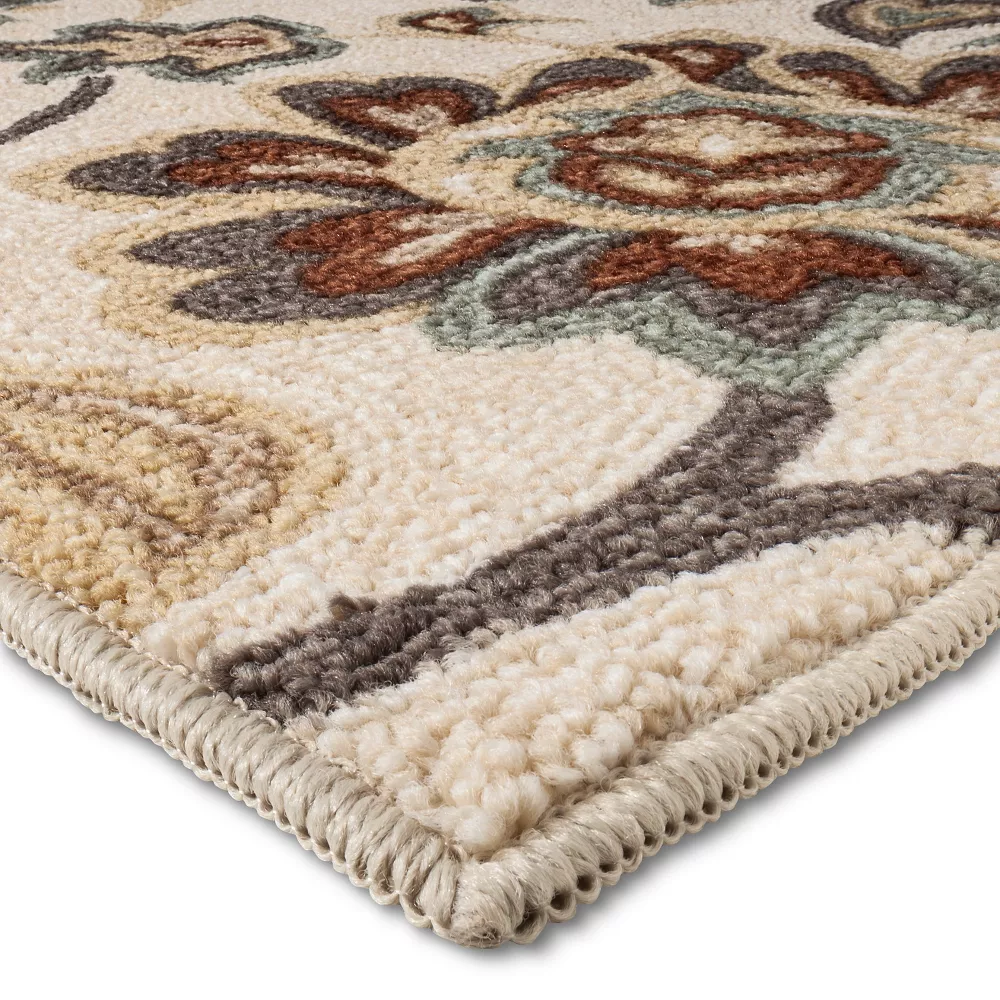 2'6"x3'10" Washable Paisley Floral Accent Rug Tan - Image 2
